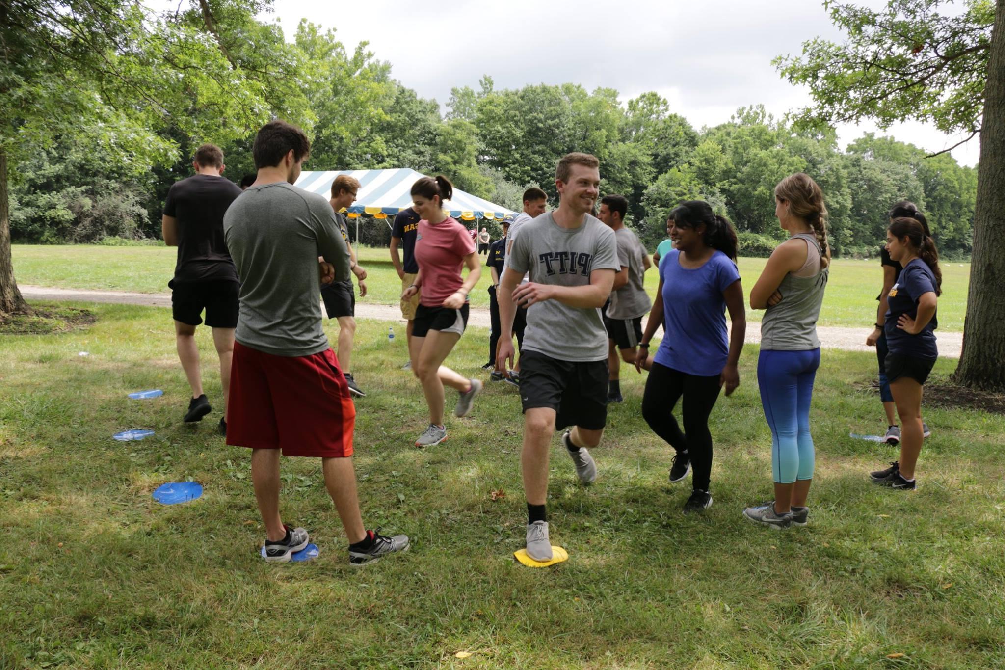 Students play outdoor games at Orientation Week